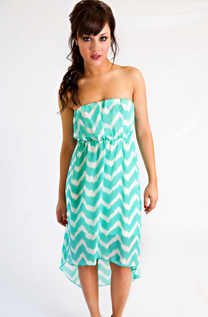 Crashing Waves Zigzag Dress In Mint