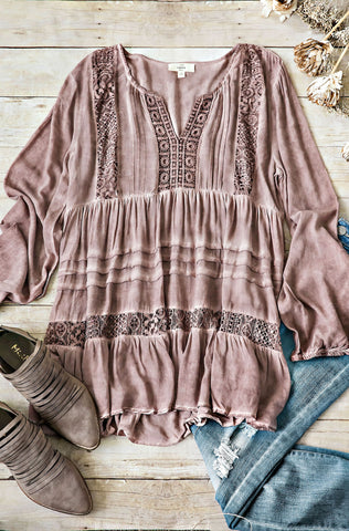 Allyson Crochet Detail Top-Mocha