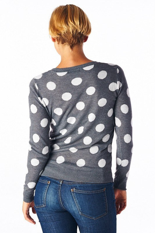 You Just Got Spotted Polka Dot Sweater-Grey