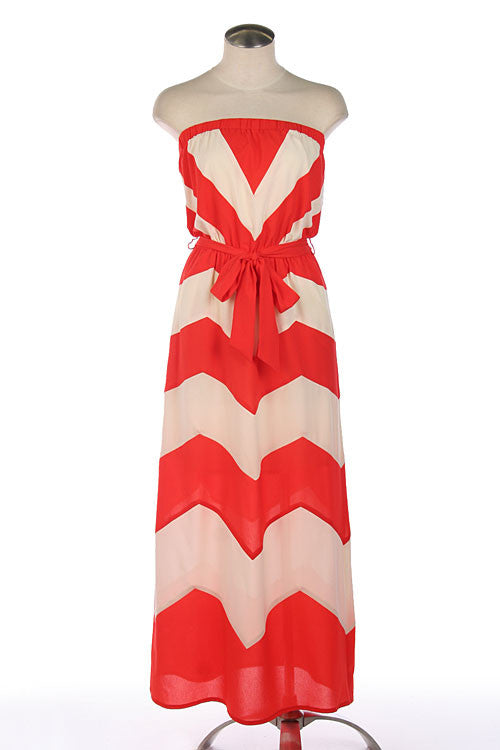 Nantucket Chevron Maxi Dress-Jade