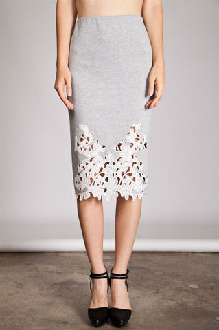 Daydreams Pencil Skirt-Heather Grey