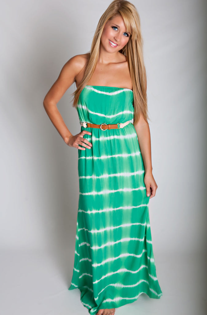 The Day Off Belted Maxi Dress In Green