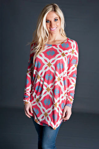 Divine Design Printed Top-Pink