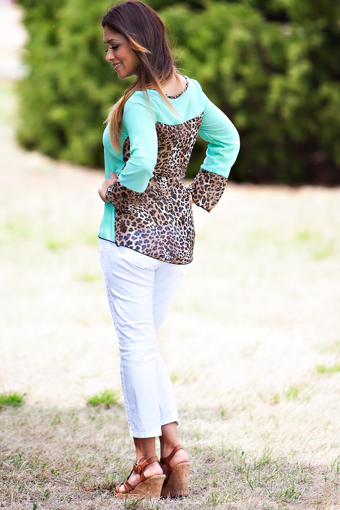 Double Take Leopard Top-Fuchsia