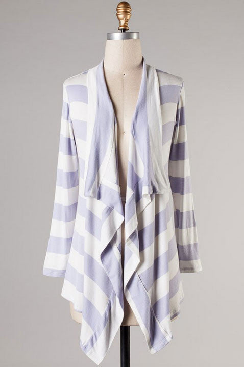 Down Memory Lane Striped Cardigan-Lavender