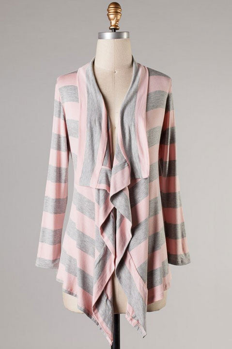 Down Memory Lane Striped Cardigan-Lavender