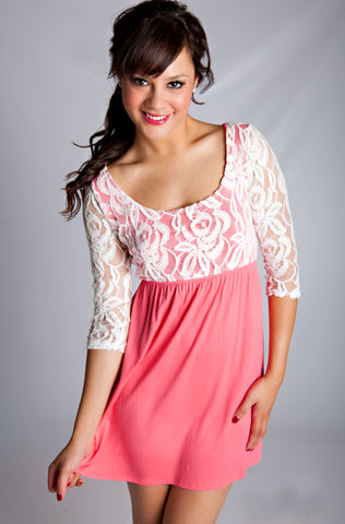 Dreamy Swing Lace Dress In Pink