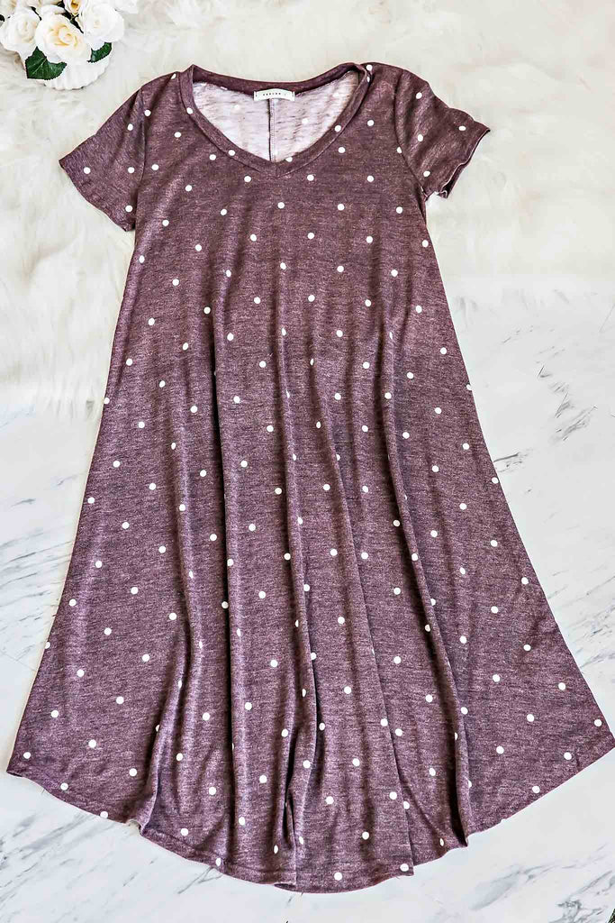 SWEETNESS POLKA DOT DRESS-WINE