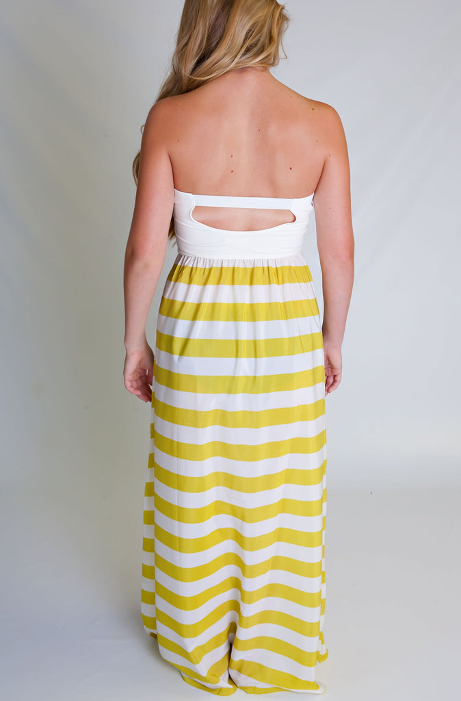 Drop Me A Line Striped Maxi Dress In Lime
