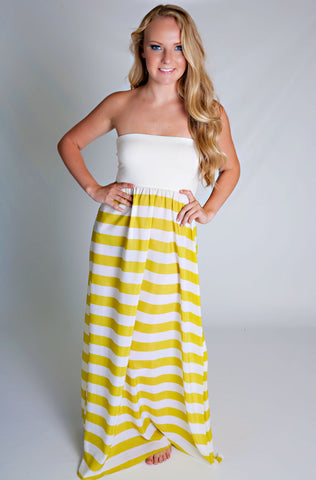 Drop Me A Line Striped Maxi Dress In Lime