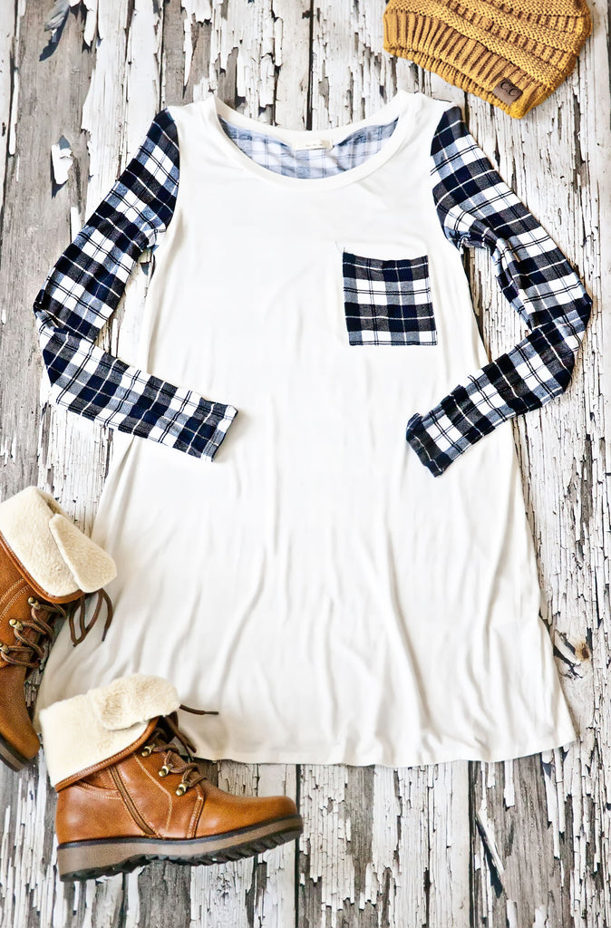 Early Bird Plaid Tunic-White