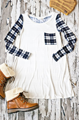 Early Bird Plaid Tunic-White