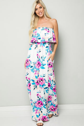 Eden Floral Maxi Dress-Ivory
