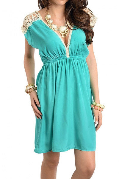 Embrace Lace Details Dress-Mint