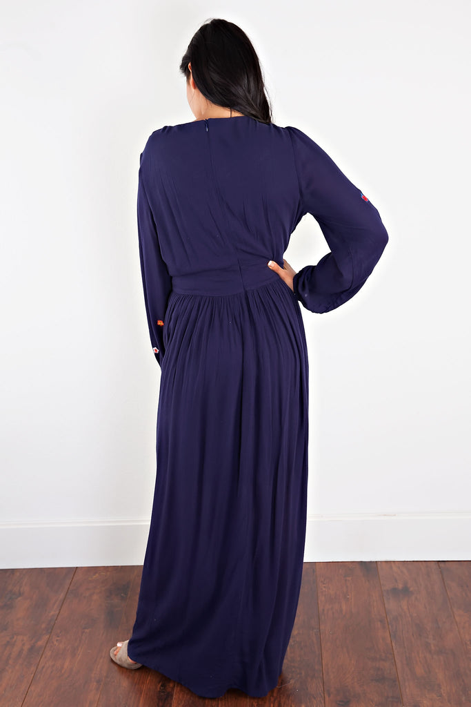 Embroidered Floral Maxi Dress