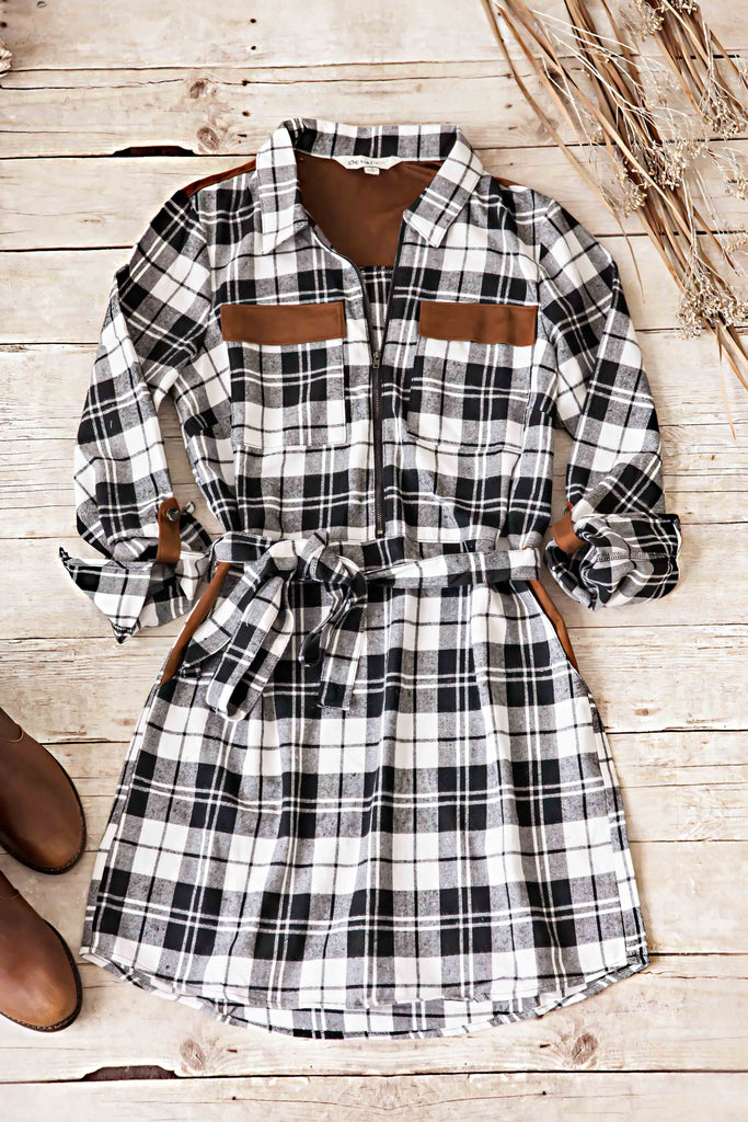 Black And White Plaid Dress
