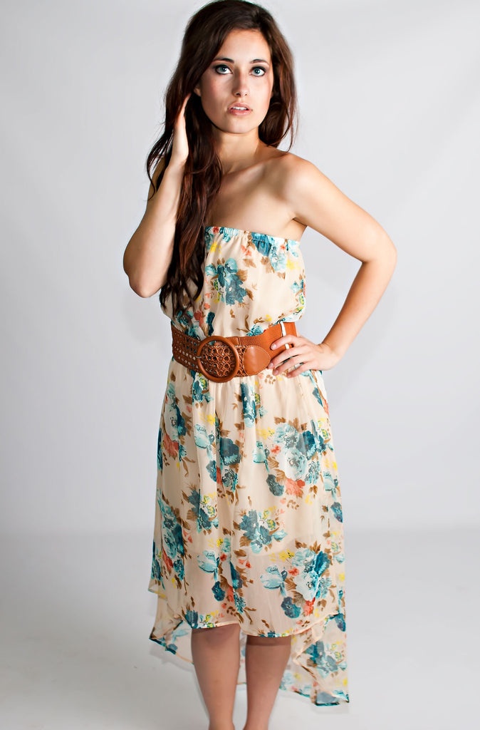 Picking Wildflowers Printed Dress In Ivory/Blue