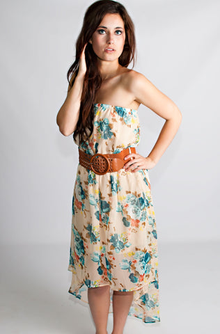 Picking Wildflowers Printed Dress In Ivory/Blue