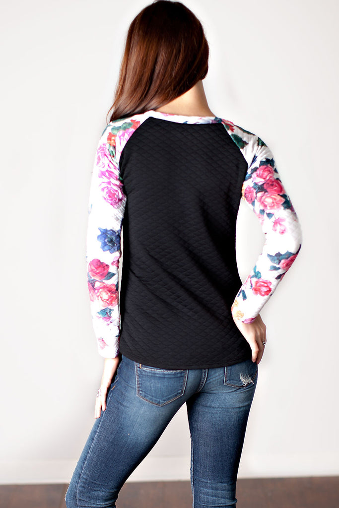 Quilted Floral Sweater Top