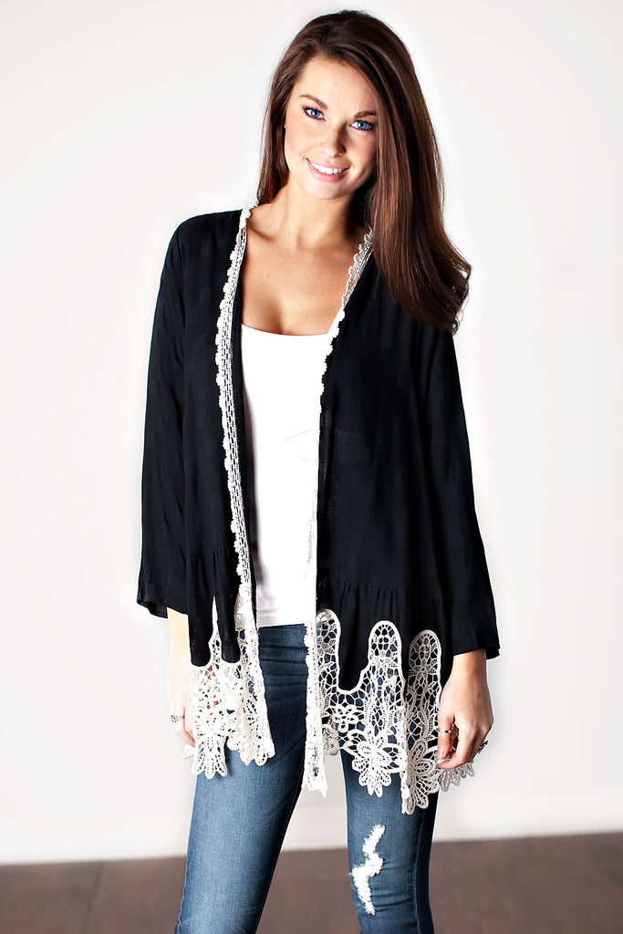 A FRESH START LACE TRIM CARDIGAN