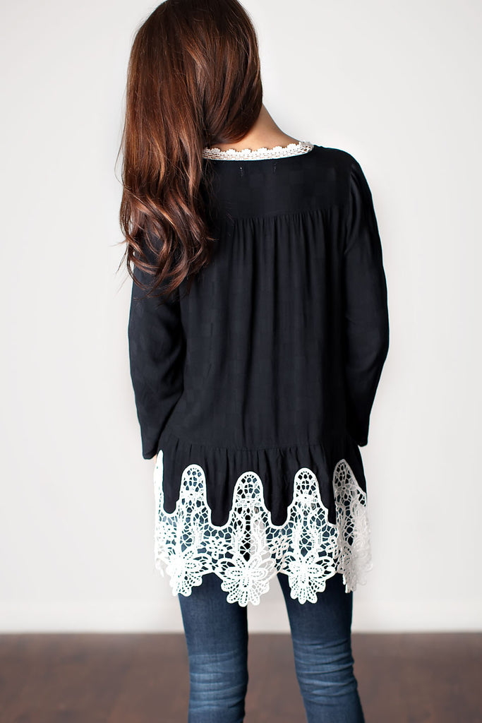 A FRESH START LACE TRIM CARDIGAN