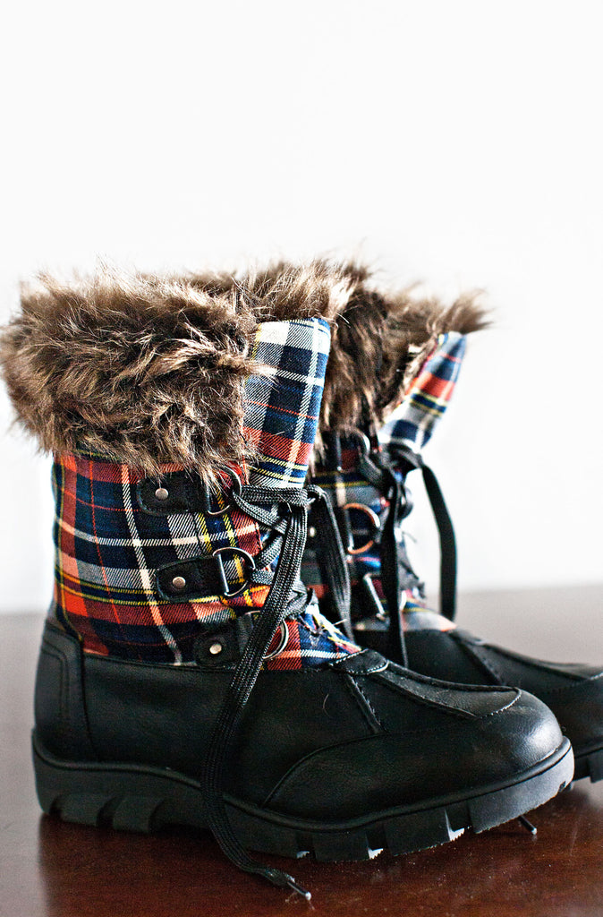 Good Times Plaid Boots-Black