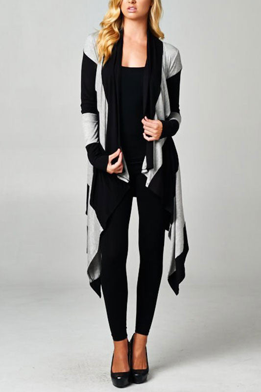 Free Love Striped Cardigan-Grey/Black