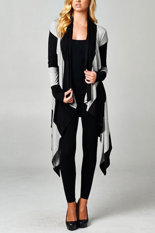 Free Love Striped Cardigan-Grey/Black