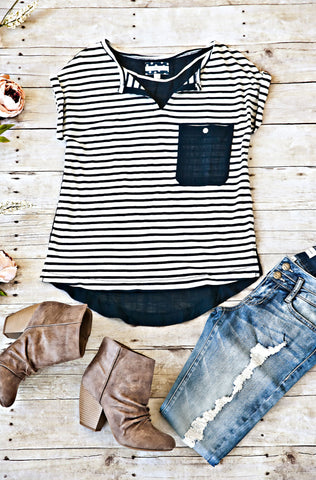 Hangtime Striped Top-Navy