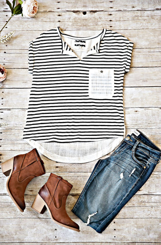 Hangtime Striped Top-White