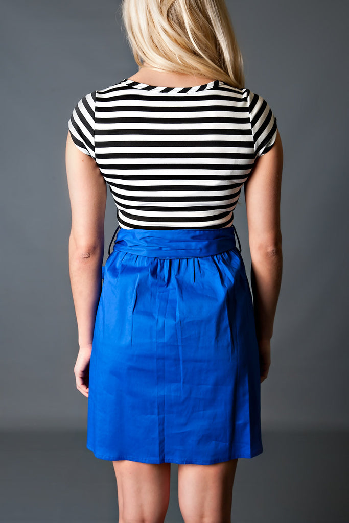 Harper Striped Dress with sleeves -Green