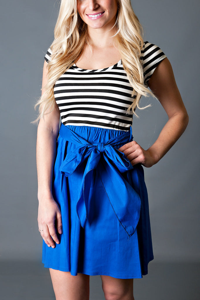 Harper Striped Dress with sleeves -Green