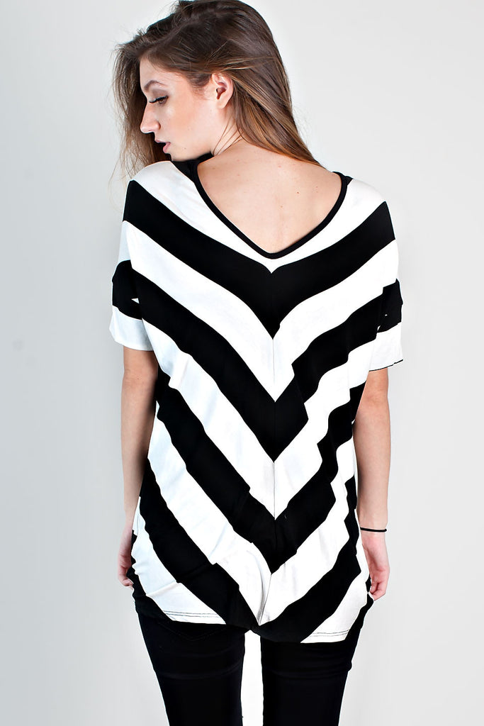 Heart For Stripes Tunic Top-Black White