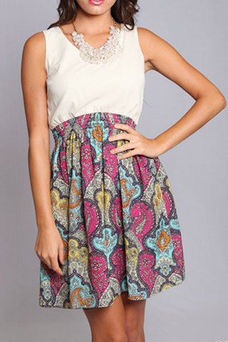 Inspire Me Print Dress-Cream