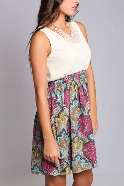 Inspire Me Print Dress-Cream