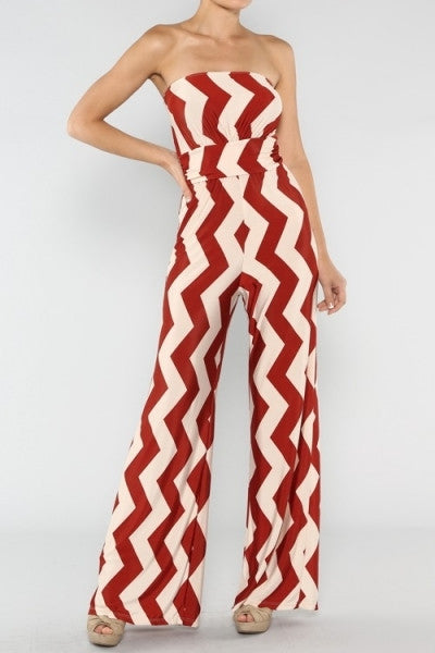 Summer Waves Jumpsuit- Rust