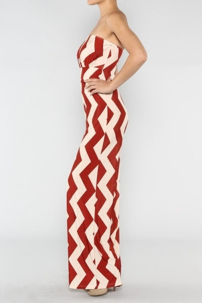 Summer Waves Jumpsuit- Rust