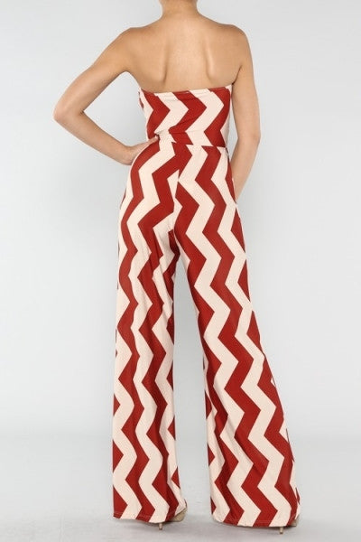 Summer Waves Jumpsuit- Rust