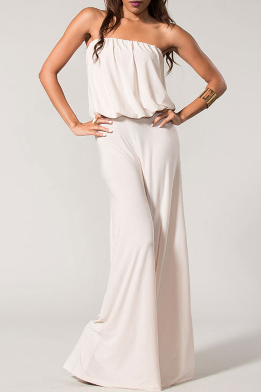 Class With A Twist Of Sass Jumpsuit-Beige CLEARANCE FINAL SALE