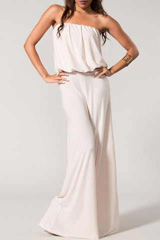 Class With A Twist Of Sass Jumpsuit-Beige CLEARANCE FINAL SALE