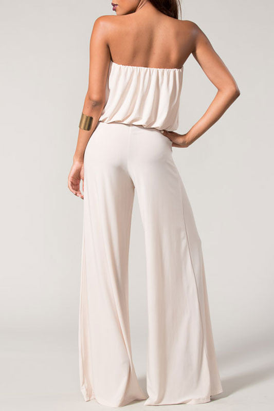 Class With A Twist Of Sass Jumpsuit-Beige CLEARANCE FINAL SALE