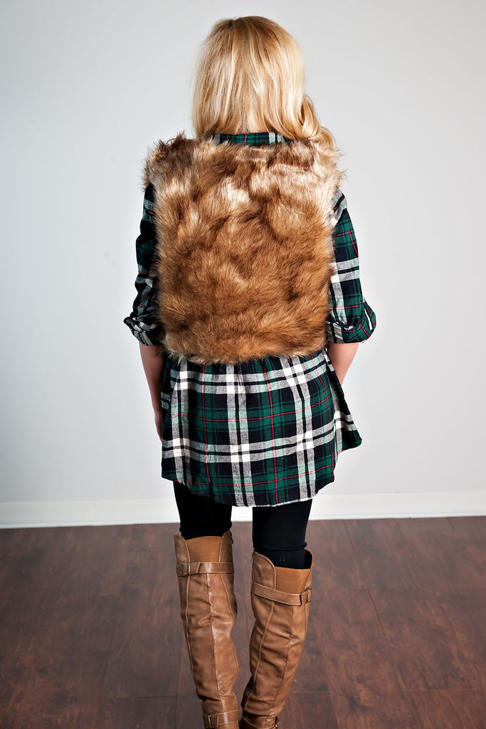 Keep Me Warm Fur Vest-Brown