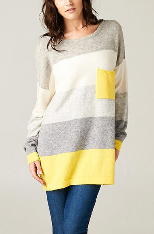 Keep Me Warm Striped Sweater-Yellow
