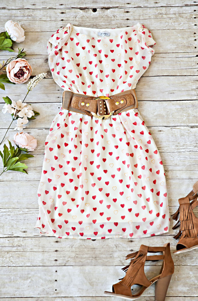 Key To My Heart Belted Dress-Beige