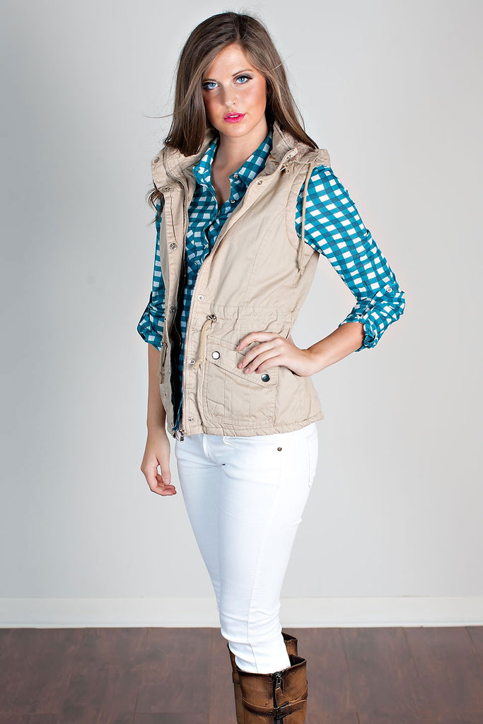 Lakewood Fur Lined Vest-Khaki