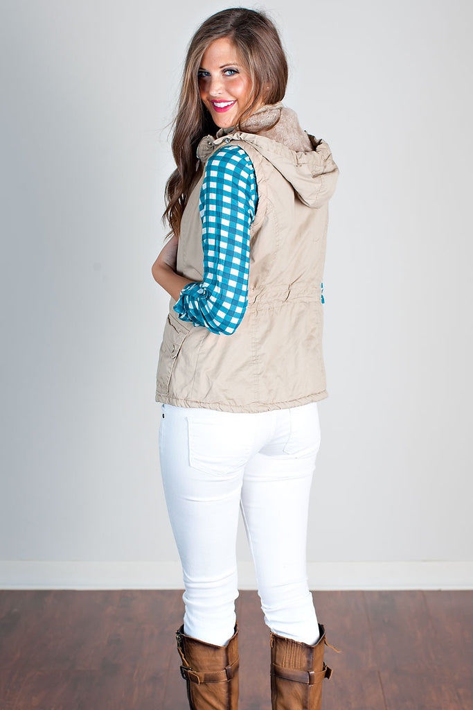 Lakewood Fur Lined Vest-Khaki