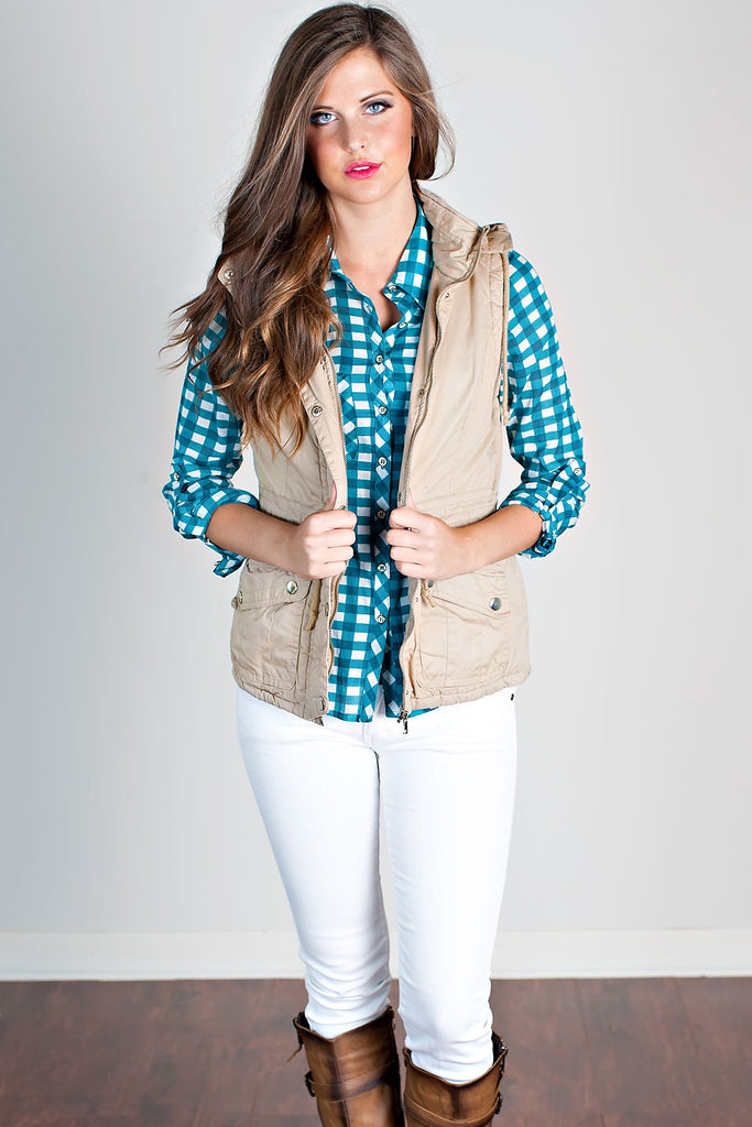 Lakewood Fur Lined Vest-Khaki