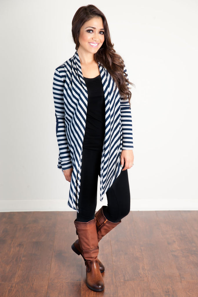 The Grab And Go Cardigan-Heather Grey/Navy