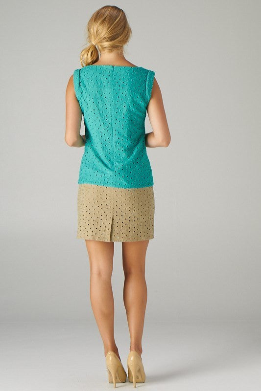 Eyelet Accent Shift Dress