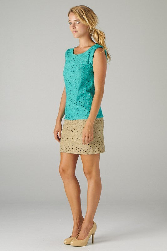 Eyelet Accent Shift Dress